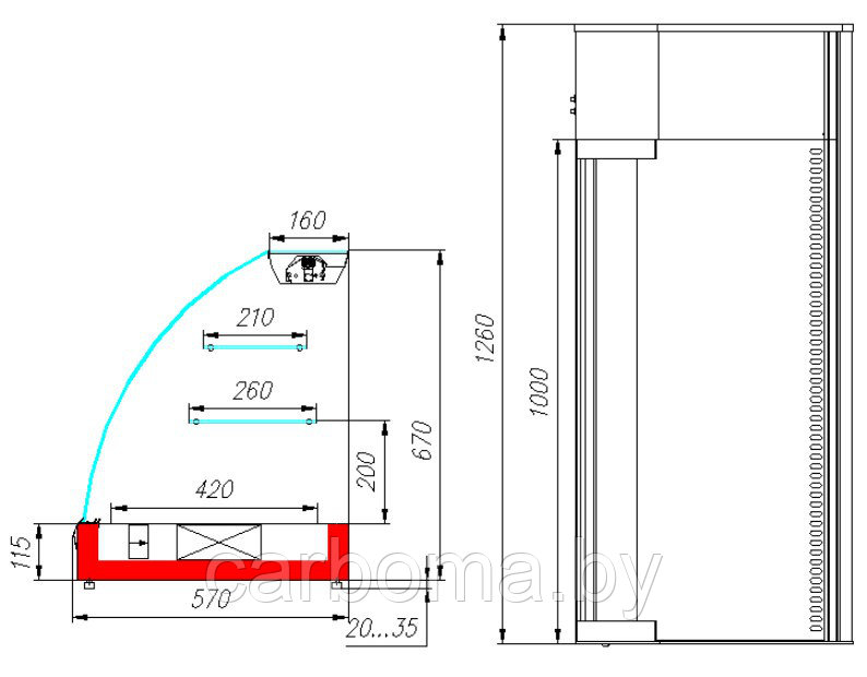 Витрина настольная Carboma Арго XL A57 VM 1,2-1 (ВХС-1,2) +6 +12 - фото 2 - id-p82965298