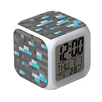 Часы настольные пиксельные "Блок алмазной руды", с подсветкой, фото 1