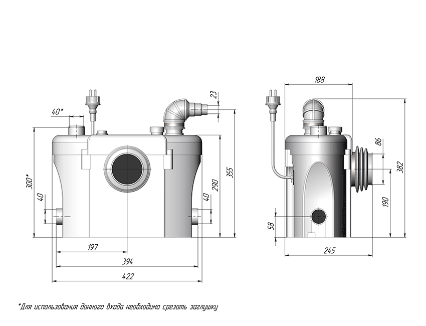 Канализационная насосная станция UNIPUMP Sanivort 605 M - фото 2 - id-p69144187