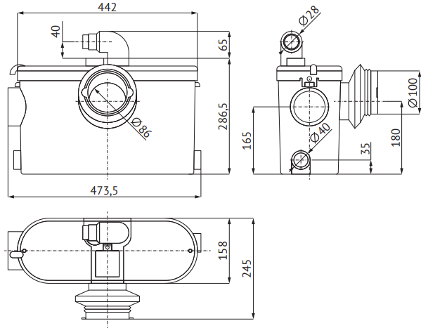 Канализационная насосная станция UNIPUMP Sanivort 605 DUO - фото 2 - id-p83131261