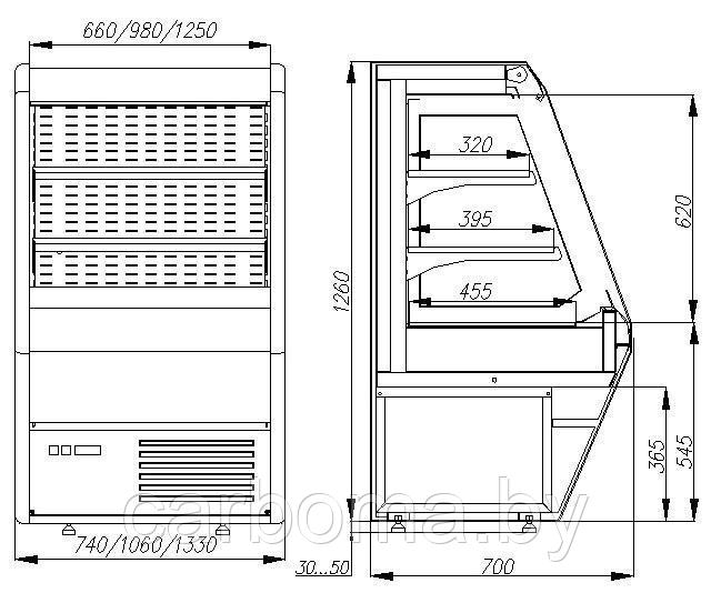 Витрина холодильная пристенная Carboma Britany F13-07 VM 1,3-2 (1260/700 ВХСп-1,3) +2 +7 - фото 2 - id-p83165936