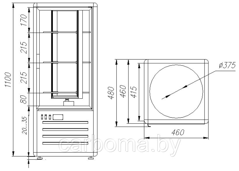 Кондитерский шкаф Carboma Latium D4 VM 120-2 (R120Cвр Люкс коричнево-золотой, 1/2, INOX) +6...+12 - фото 2 - id-p83268818