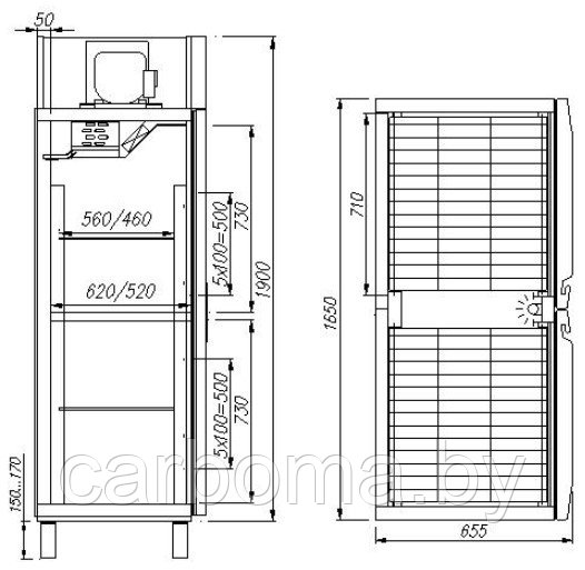 Шкаф холодильный комбинированный Carboma RF1120 INOX (0 +7/до -13) - фото 2 - id-p83293476