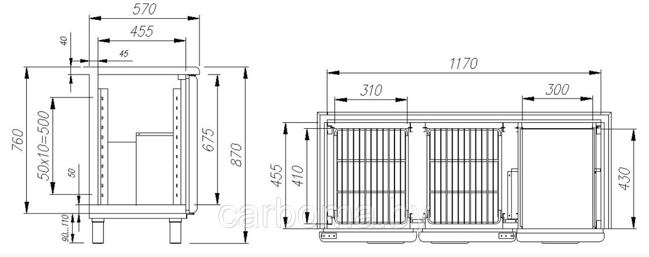 Холодильный стол Carboma RAL BAR T57 M2-1 9006/9005 (BAR-250) 0 +7 - фото 2 - id-p83296646