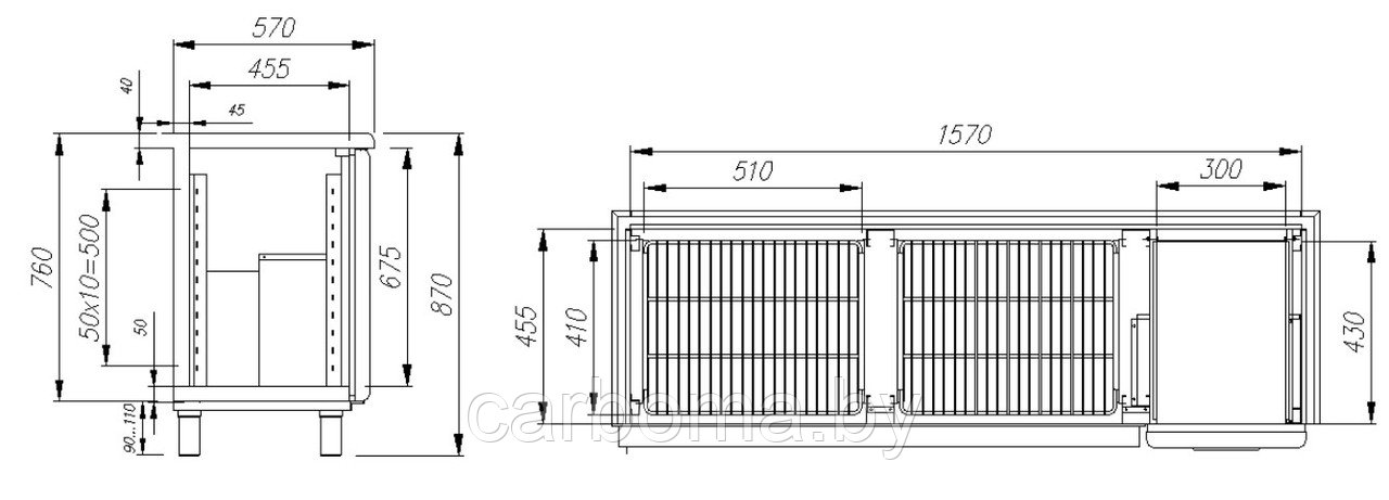 Холодильный стол Carboma RAL BAR T57 M2-1-C 9006/9005 (BAR-360К) +1 +12 - фото 2 - id-p83296996