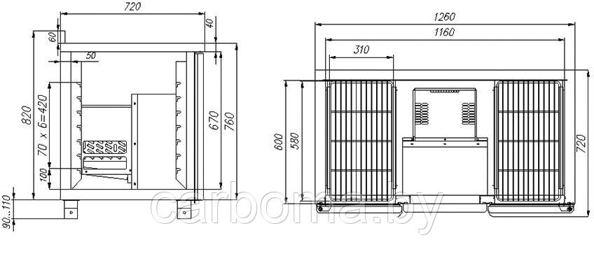 Холодильный стол Carboma T70 M2-1-G 0430 (2GNG/NT) 0 +7 - фото 2 - id-p83300591