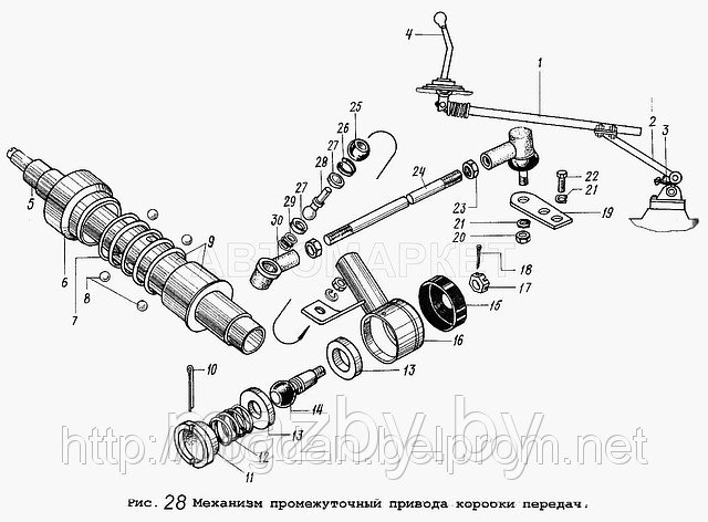 НАКОНЕЧНИК ТЯГИ КУЛИСЫ В СБ. 5336-1703500 механизма промежуточный привода коробки передач МАЗ 53371 - фото 2 - id-p76311776