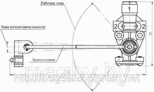 Регулятор уровня пола полуприцепа МАЗ, КАМАЗ, ПАЗ, ЛИАЗ с муфтой аналог БелОМО 8605-2935100-10 - фото 3 - id-p922401