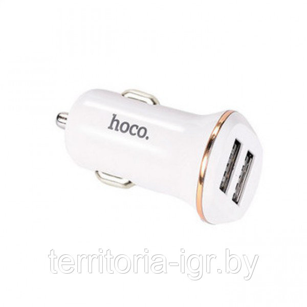 Автомобильное зарядное устройство Z1 Car Charger Set Lightning (2USB: 5V & 2.1A) белый Hoco - фото 2 - id-p83472864