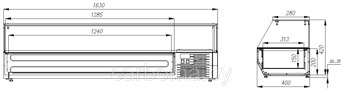 Витрина настольная Carboma A40 SM 1,6-G 0430 (VT3v-G) +2 +10 - фото 2 - id-p83496484