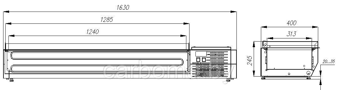 Витрина настольная Carboma A40 SM 1,6 с крышкой 0430 (VT3-G) +2 +10 - фото 2 - id-p83496914