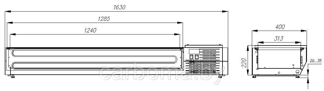 Витрина настольная Carboma A40 SM 1,6 0430 (VT3-G) +2 +10 - фото 2 - id-p83496942