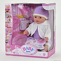 Кукла Беби Долл аналог Baby Born 020A с фиолетовым костюмом, закрывает глазки