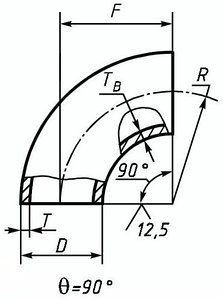 Отвод стальной П 90˚ 57х3,5 Ст20 ГОСТ 17375-01