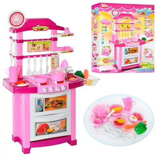 Игровая кухня Super Cook 32 предмета 889-4 (свет, звук) - фото 1 - id-p83607107