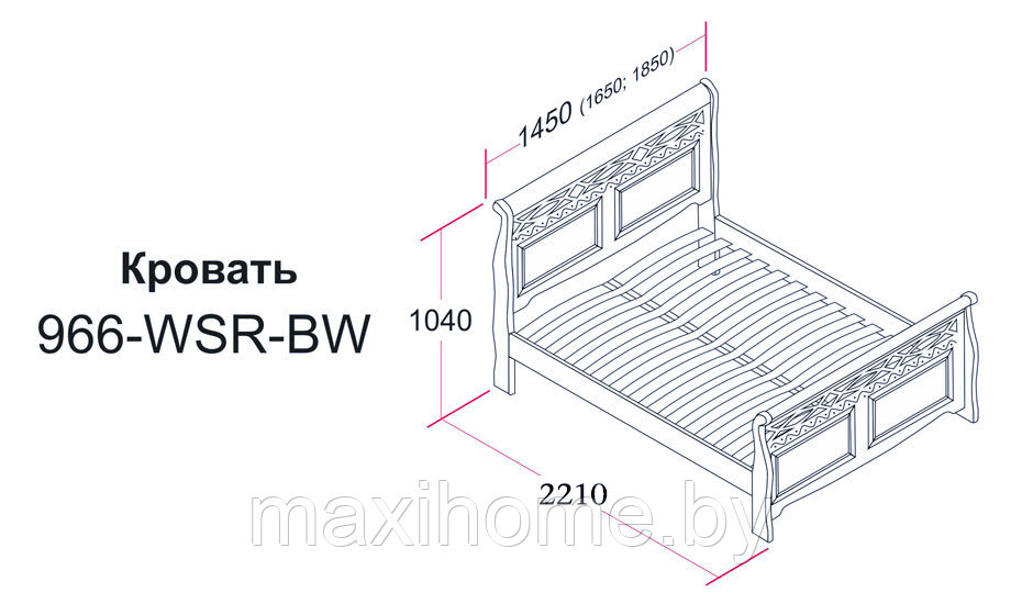 Кровать из массива гевеи WSR 160*200, цвет - венге - фото 2 - id-p83676250