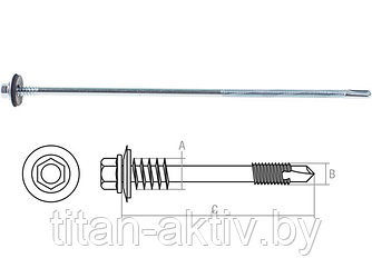 Саморез для сэндвич-панелей 6.3/5.5х185 мм цинк (600 шт в коробе) STARFIX