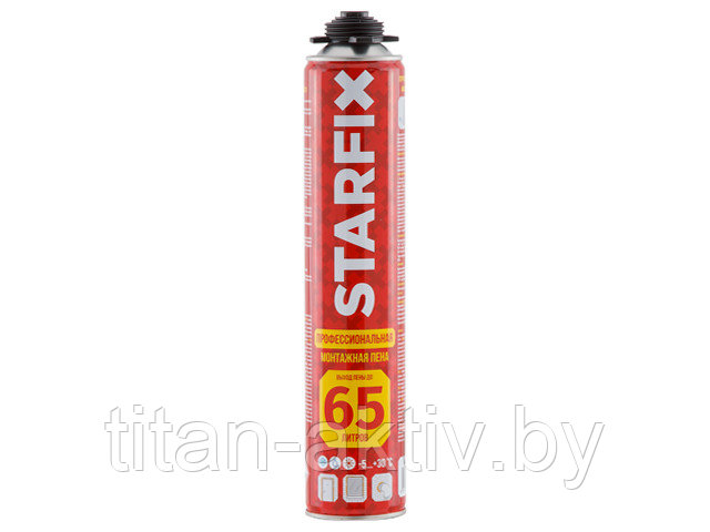 Пена монтажная профессиональная всесезонная STARFIX Foam Pro 65 (850мл) (Выход пены до 65 литров) - фото 1 - id-p83498139