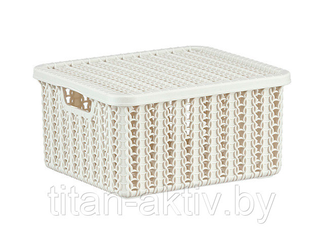 Ящик для хранения с крышкой ВЯЗАНИЕ 85х148х170мм (белый) IDEA - фото 1 - id-p83500522