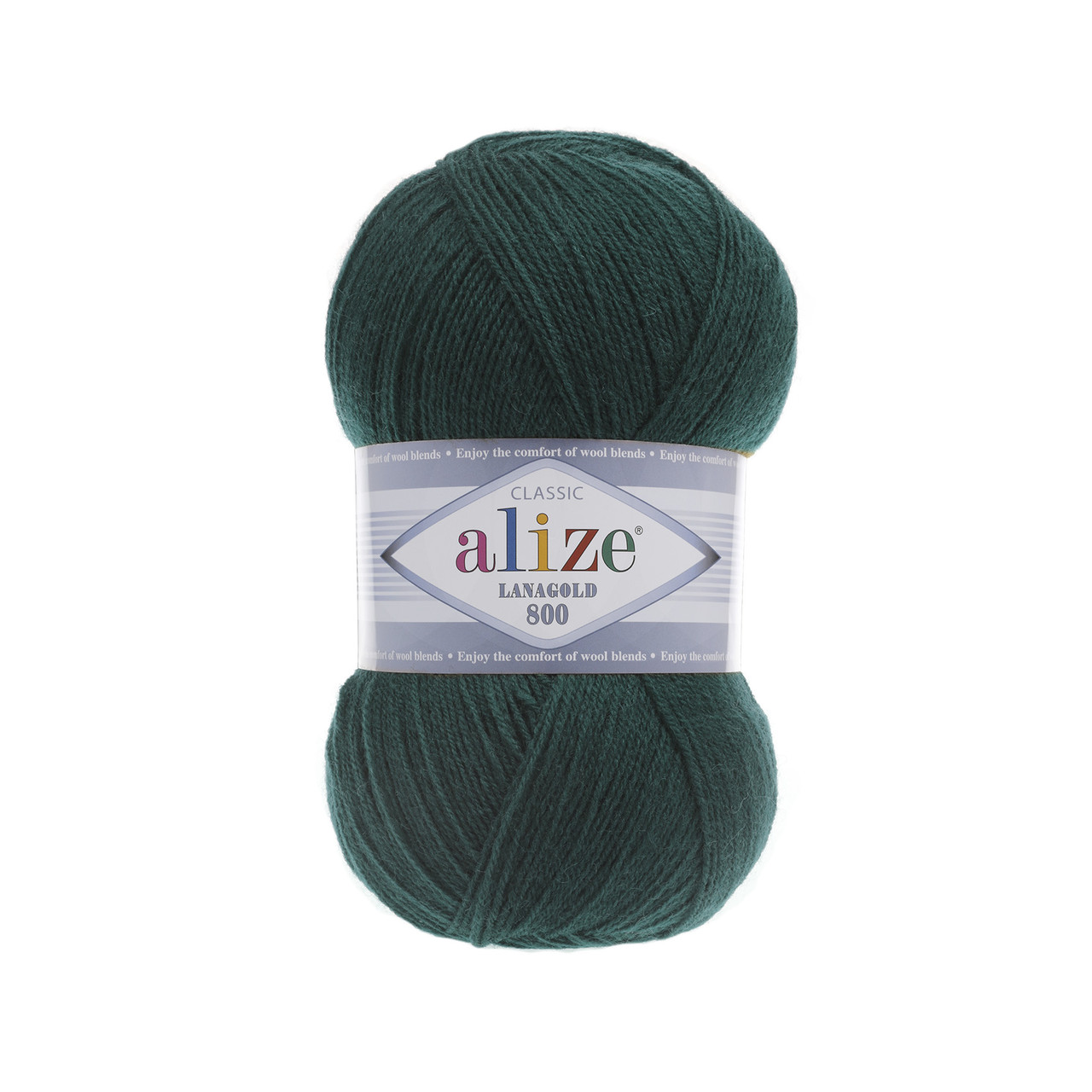 Пряжа Alize Lanagold 800 м. цвет 426 петроль / тёмно-зелёный