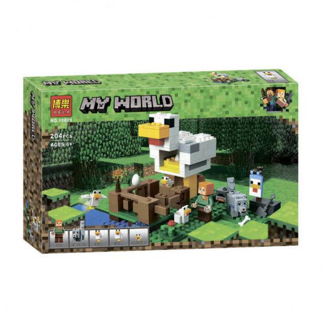 Конструктор Bela 10809 My World Курятник 204 деталей. Аналог Lego Minecraft 21140 в