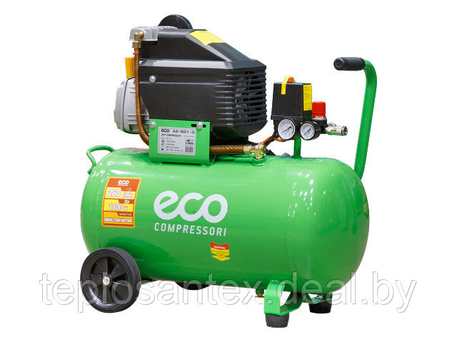 Компрессор ECO AE-501-3 (260 л/мин, 8 атм, коаксиальный, масляный, ресив. 50 л, 220 В, 1.80 кВт) в Гомеле - фото 1 - id-p84051708