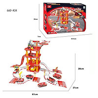 Игровой набор "Пожарная станция" с 2 машинками и вертолетом