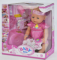 Кукла Беби Долл 023C, розовое платье, с повязкой, закрывает глазки
