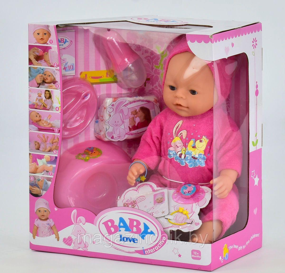 Кукла Беби Долл в розовом комплекте 023E, закрывает глазки, пьет - фото 1 - id-p84210651