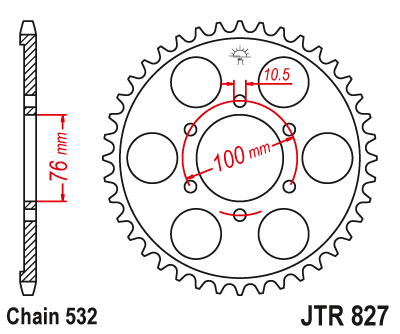 Звездочка ведомая JTR827.42 зубьев