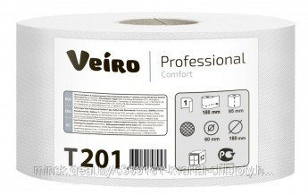 Бумага туалетная 1-слойная Veiro Comfort T201 (макулатура) в средних рулонах, 200м,РФ