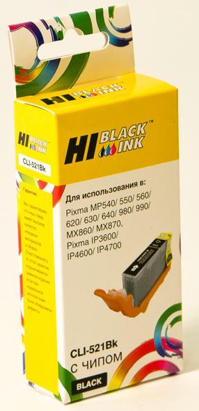 Картридж CLI-521Bk/ 2933B004 (для Canon PIXMA MP550/ MP620/ MP640/ MX870/ MP990/ iP4600) Hi-Black, чёрный