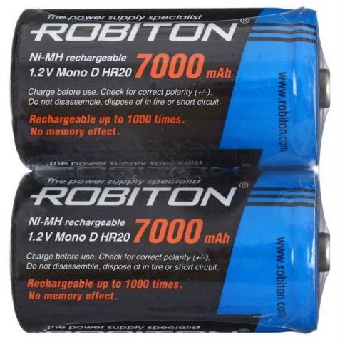 Аккумулятор Robiton D, HR20, 1.2V, 7000 mAh (2 шт. в упаковке) - фото 1 - id-p58713533