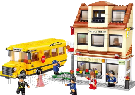 Конструктор Школьный автобус M38-B0333 Sluban (Слубан) 496 деталей аналог Лего (LEGO) купить в Минске - фото 5 - id-p4097189