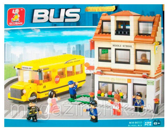 Конструктор Школьный автобус M38-B0333 Sluban (Слубан) 496 деталей аналог Лего (LEGO) купить в Минске - фото 1 - id-p4097189