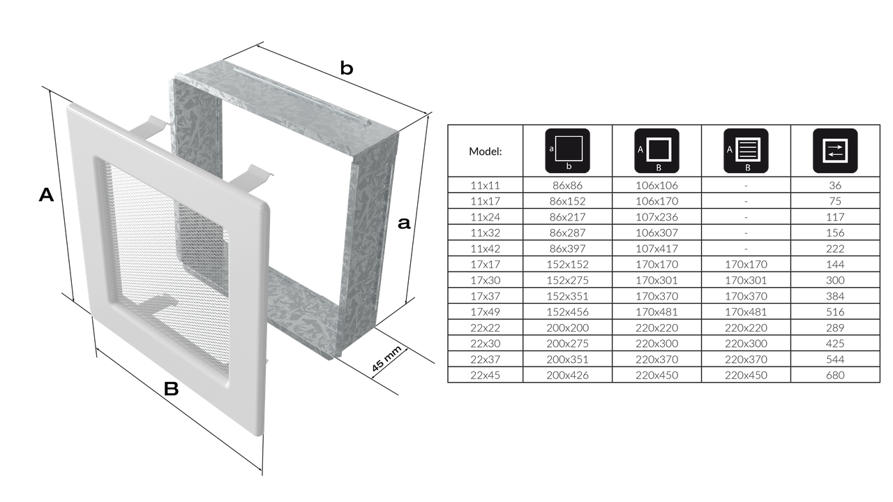 Решетка каминная вентиляционная графитовая с жалюзи GX - фото 4 - id-p84583461