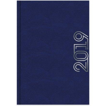 Датированный синий ежедневник на 2019 год для нанесения логотипа.
