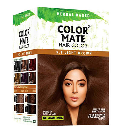 Краска для волос Color Mate Light Brown 9.7 Светло-Коричневый, 1 саше 15 г - на основе индийской хны