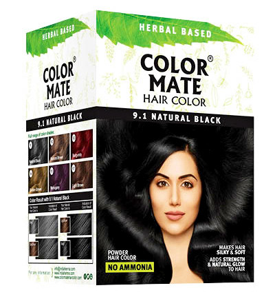Краска для волос Color Mate Natural Black 9.1 Натуральный Черный, 1 саше 15 г - на основе хны