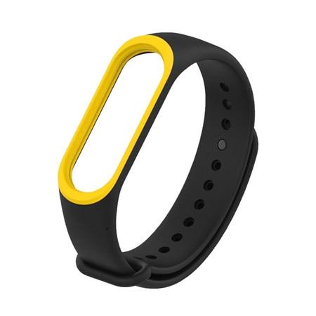 Силиконовый ремешок для фитнес браслета Xiaomi Mi Band 3 - черный с желтой окантовкой - фото 1 - id-p84646697