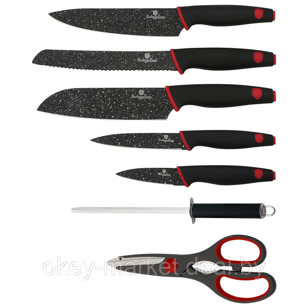 Набор кухонных ножей Berlinger Haus Granit Diamon на подставке BH-2119 - фото 3 - id-p84691976