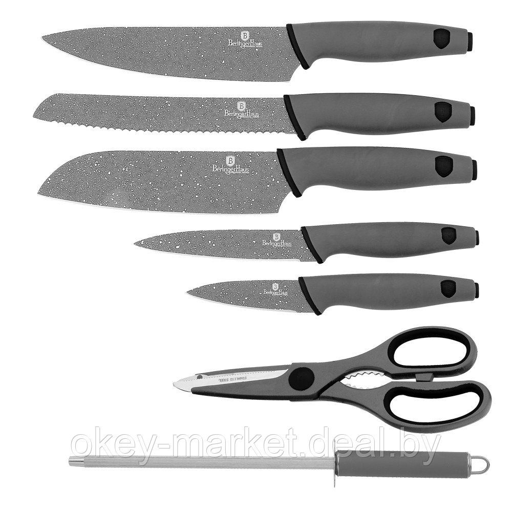 Набор кухонных ножей Berlinger Haus Granit Diamon на подставке BH-2116 - фото 3 - id-p84691990