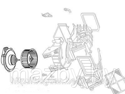 8972119540 МОТОР ОТОПИТЕЛЯ (24V) ISUZU 71/75 лобового стекла с крыльчаткой в сборе автобуса Богдан isuzu - фото 2 - id-p84700603