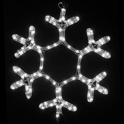 9053-40W LED-фигура  "Снежинка" из дюралайта белая с белым мерцанием",40х40см