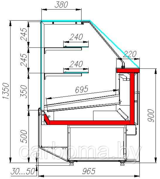 Кондитерская витрина Carboma Casablanca KC95 VM 1,2-1 (0 +10) темный дуб - фото 3 - id-p84798209