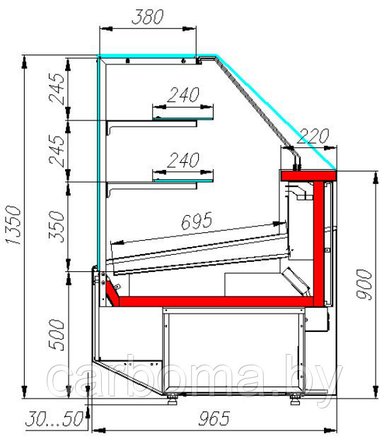 Кондитерская витрина Carboma Casablanca KC95 VM 2,0-1 (0 +10) темный дуб - фото 3 - id-p84798287