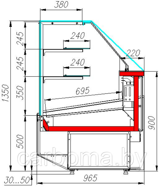 Кондитерская витрина Carboma Casablanca KC95 N 1,2-1 нейтральная (темный дуб) - фото 3 - id-p84798295