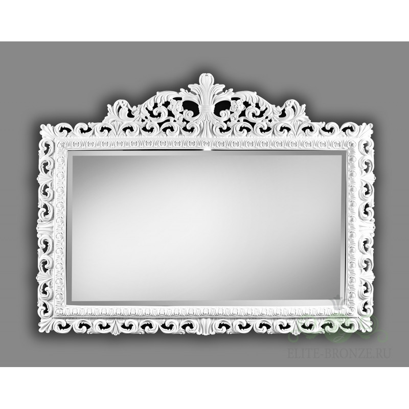 Зеркало настенное с фацетом "Версаль 2" 1000 х 900цвет "White snow с золотой патиной" - фото 1 - id-p84543581