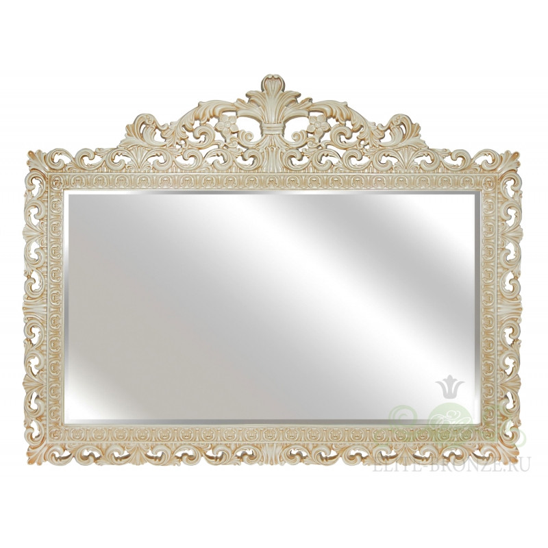 Зеркало настенное с фацетом "Версаль 2" 1000 х 900цвет "Слоновая кость" - фото 1 - id-p84543584
