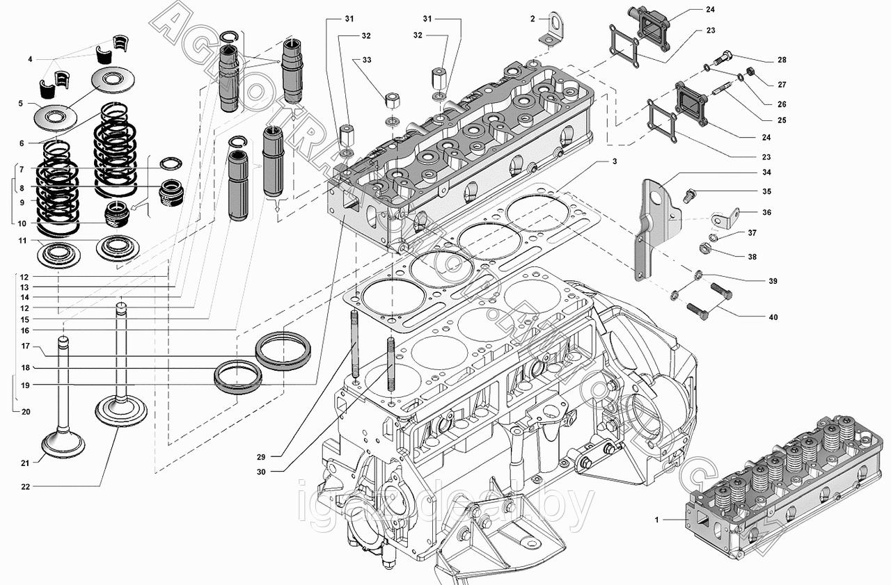 Головка блока Газель дв.УМЗ-4213, 4216 ЕВРО-3; 4216.1003010 (АИ-92, инжект.) (УМЗ) Головка блока дв.4216 Г-330 - фото 2 - id-p81104812